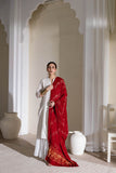 Red - Pure Modal Silk Lehriya Bandhani Dupatta with Zari Lagdi Patta