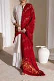 Red - Pure Modal Silk Lehriya Bandhani Dupatta with Zari Lagdi Patta