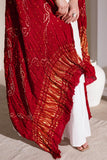 Red - Pure Modal Silk Lehriya Bandhani Dupatta with Zari Lagdi Patta