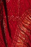 Red - Pure Modal Silk Lehriya Bandhani Dupatta with Zari Lagdi Patta