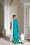 Rama Green - Pure Modal Silk Bandhani Dani Dupatta with Zari Lagdi Patta