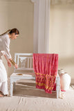Pink - Pure Modal Silk Bandhani Checks Pallu Dupatta with Zari Lagdi Patta