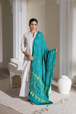 Rama Green - Pure Modal Silk Bandhani Checks Pallu Dupatta with Zari Lagdi Patta