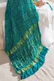 Rama Green - Pure Modal Silk Bandhani Checks Pallu Dupatta with Zari Lagdi Patta