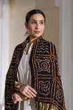 Black - Pure Modal Silk Bandhani Checks Pallu Dupatta with Zari Lagdi Patta