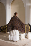 Black - Pure Modal Silk Bandhani Checks Pallu Dupatta with Zari Lagdi Patta