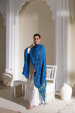 Blue - Pure Modal Silk Bandhani Checks Pallu Dupatta with Zari Lagdi Patta