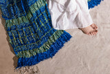 Blue - Pure Modal Silk Bandhani Checks Pallu Dupatta with Zari Lagdi Patta