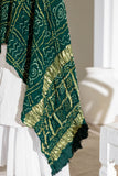 Bottle Green - Pure Modal Silk Bandhani Checks Pallu Dupatta with Zari Lagdi Patta