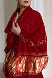 Red - Pure Modal Silk Bandhani Dani Dupatta with Zari Lagdi Patta