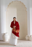 Red - Pure Modal Silk Bandhani Dani Dupatta with Zari Lagdi Patta