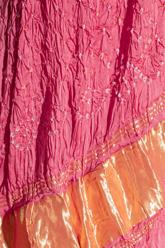 Pure Modal Silk Bandhani Dani Dupatta with Zari Lagdi Patta - Pink