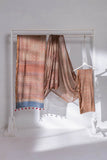 Ajrakh Hand Block Printed Kota Doria Saree - Peach