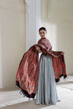 Maroon/Black - Modal Silk Ajrakh Hand Block Dupatta