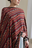 Maroon/Black - Modal Silk Ajrakh Hand Block Dupatta
