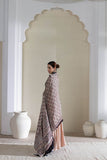Cream/Maroon - Modal Silk Ajrakh Hand Block Dupatta