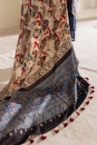 Cream/Black/Blue - Modal Silk Ajrakh Hand Block Dupatta