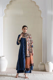 Cream/Orange - Modal Silk Ajrakh Hand Block Dupatta