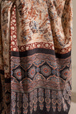 Cream/Black - Modal Silk Ajrakh Hand Block Dupatta