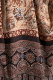 Cream/Black - Modal Silk Ajrakh Hand Block Dupatta