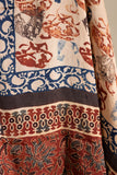 Cream/Maroon - Modal Silk Ajrakh Hand Block Dupatta