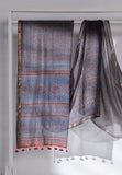 Ajrakh Hand Block Printed Kota Doria Saree - Blue