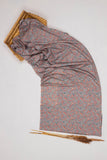 Khadi Cotton Printed Fabric - Floral - Grey - Vastra Raag