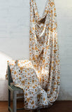 100% Pure European Linen Printed Fabric - Floral - Cream/Yellow
