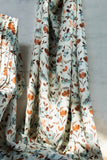 100% Pure European Linen Printed Fabric - Floral - Olive/Brown