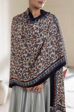 Cream/Maroon/Blue - Modal Silk Ajrakh Hand Block Dupatta