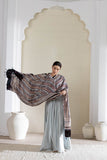 Cream/Maroon/Blue - Modal Silk Ajrakh Hand Block Dupatta