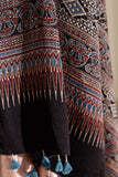 Black/Blue - Modal Silk Ajrakh Hand Block Dupatta