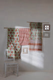 Pure Cotton Ikat Weaved Hand Block Printed 3 PC Suit with Kota Doria Dupatta - Peach - Vastra Raag