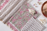 Pure Chanderi Silk Hand Block Printed 3 PC Suit - Green/Pink - Vastra Raag