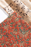 Pure Chanderi Silk Hand Block Printed 3 PC Suit - Maroon/Green
