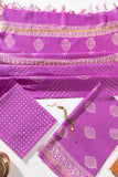 Pure Chanderi Silk Hand Block Printed 3 PC Suit - Pink