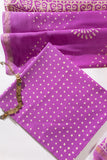 Pure Chanderi Silk Hand Block Printed 3 PC Suit - Pink