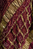 Maroon - Pure Modal Silk Bandhani Checks Pallu Dupatta with Zari Lagdi Patta