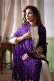 Violate - Modal Silk Bandhani Ombre Dyed Dupatta with Lagdi Patta