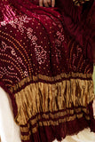 Maroon - Modal Silk Bandhani Ombre Dyed Dupatta with Lagdi Patta