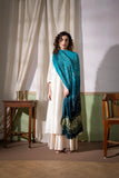 Rama Green - Modal Silk Bandhani Ombre Dyed Dupatta with Lagdi Patta