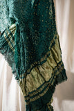Green - Modal Silk Bandhani Ombre Dyed Dupatta with Lagdi Patta