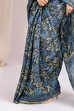 Indigo - Chanderi Silk Ajrakh Hand block Printed Saree | Natural Vanaspati Dyes
