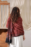 Red - Ajrakh Hand Block Printed Cotton Dupatta