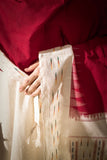 Red - Pochampally double Ikat cotton dupatta