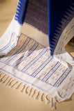 Blue - Pochampally double Ikat cotton dupatta