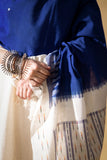 Blue - Pochampally double Ikat cotton dupatta