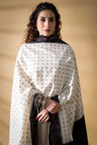 Black/White - Pochampally double Ikat cotton dupatta