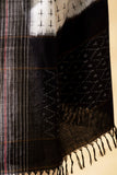 Black/White - Pochampally double Ikat cotton dupatta