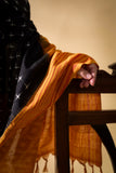 Black/Yellow - Pochampally double Ikat cotton dupatta